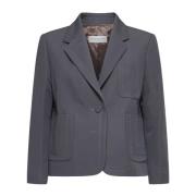 Beige Uld Blazer Jakke