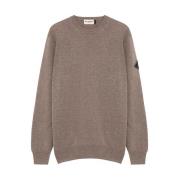 Beige Uld Cashmere Sweater Raglan Ærme