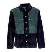 Sort Velvet Overshirt med knaplukning