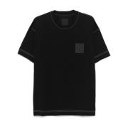 Sort Jersey T-shirt med Logo Patch