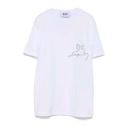 Hvid Crew Neck T-shirt med Dekoration