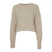 Afslappet pasform Cropped Pullover med lange ærmer