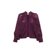 Blomstret Mohair Kabel Kimono Cardigan