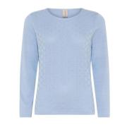 Feminin O-Neck Pullover Lyseblå