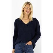 Blå Marine V-Hals Sweater