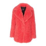 Fuchsia Faux Fur Jakke med Knapper