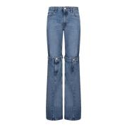 Flared Denim Jeans med knapdetalje