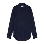 Minimalistisk Navy Blue Skjorte med Perlemorsknapper