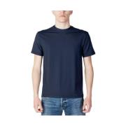 Blå Polyester Herre T-shirt Forår/Sommer Kollektion