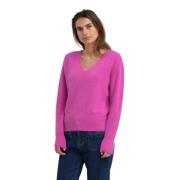 Angora V-hals sweater boxy stil