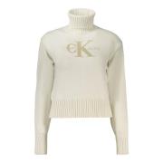 Hvid Langærmet Sweater med Logo