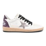 Hvide Glitter Sneakers Lilla Patch