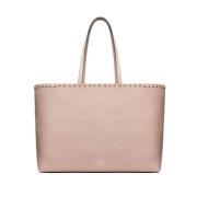 Pink Rockstud Læder Tote Taske