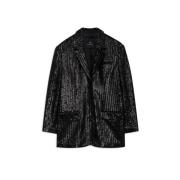 Sort Paillet Blazer - Festlig Stil