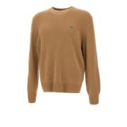 Herre Uld Sweater, Brun, Crew Neck