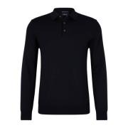 Mørkeblå uld polo sweater