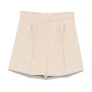 Beige Plisserede Shorts med Lommer