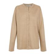 Beige strikket cardigan af hør