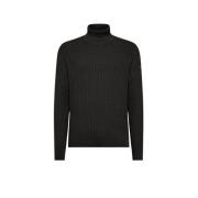 Velour ribstrikket rullekrave sweater