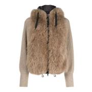 Shearling Cashmere Coat med Monile Broderi