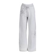 Rhinestone Grå Sweatpants Straight Leg