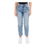 Blå Mom Fit Carrot Denim Jeans