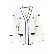 Bow Knit Cardigan - White