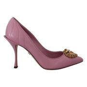 Elegant Rosa Læder Hæle Pumps