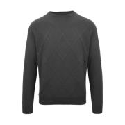 Kashmir Rund Hals Sweater med Check Broderi