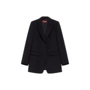 Sort Uldcrepe Blazer