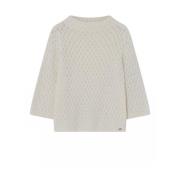 Cropped Sleeve Strik Sweater Off White