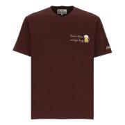 Bordeaux Bomuld T-shirt med Birra Amicizia Broderi