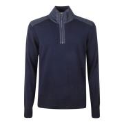 Nylon Polstret Sweater Navy Lynlås