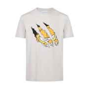 Beige bomuld jersey T-shirt med Garfield print og broderet logo