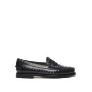 Sort læder studded loafers