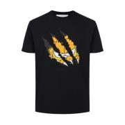 Sort bomuld jersey T-shirt med Garfield print og broderet logo