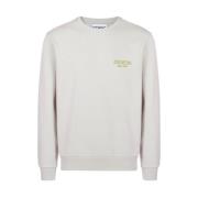 Beige crewneck sweatshirt med broderet logo