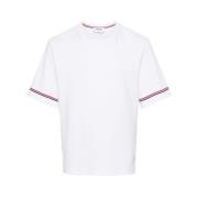 Stribet Bomulds T-shirt med Logo