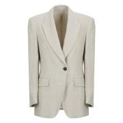 Ivory Linen Blazer Peak Lapel Jacket