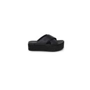 Lædersandal med 4,5 cm hæl