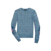 Twistet strik albue patch sweater