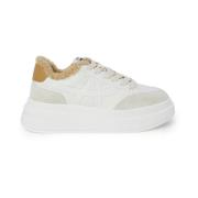 Beige Læder Sporty Sneakers