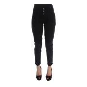 Sorte Bomuld Slim Fit Cropped Jeans