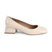 Beige Chunky Heel Pumps