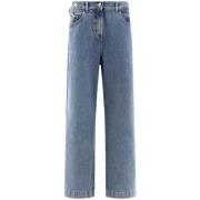 Indigo Blå Broderet Denim Jeans