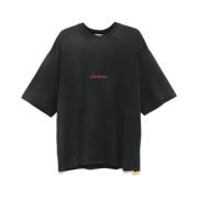 Sort Logo Print T-shirt med Crew Neck