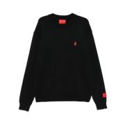 Sort Sweatshirt med Flamme Logo