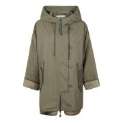 Reversible bomuldsparka i khaki