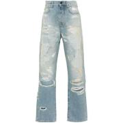 Lys Blå Slidt Denim Jeans