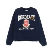 Blå Crew Neck Sweatshirt Drop Skulder